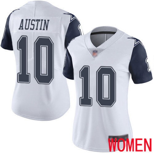Women Dallas Cowboys Limited White Tavon Austin 10 Rush Vapor Untouchable NFL Jersey
